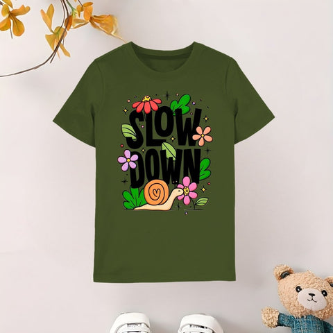 Slow Down olive green T-shirt