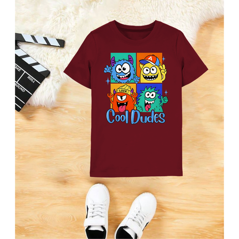 The Cool dudes Mehroon t shirt for boys