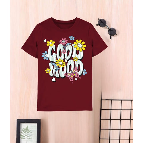 Good Mood flowers printed t shirt
