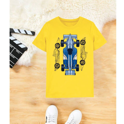Racing Car yellow  T-shirt for boys