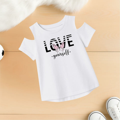 Love Your self Cold shoulder T-shirt for girls