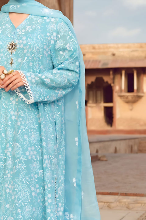 MARIA.B-3PC LAWN EMBROIDERED SHIRT WITH CHIFFON EMBROIDERED DUPATTA AND TROUSER-BIC-3644