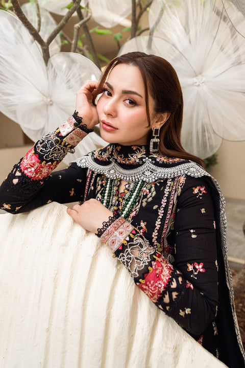 QALAMQAR- 3PC LAWN EMBROIDERED WITH MONARK HEAVY EMBROIDERED READY TO WEAR DUPATTA- BIC-3656