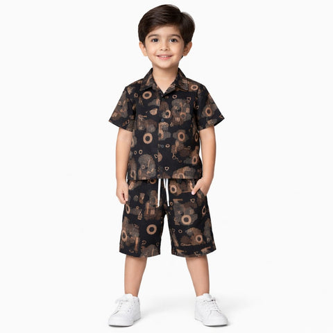 Black tshirt with shorts Set for boys