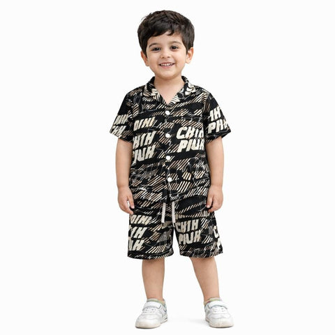 Black tshirt with shorts  for boys