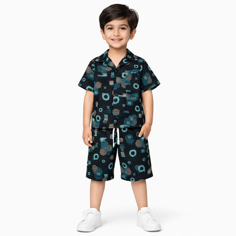Black tshirt with shorts  for boys