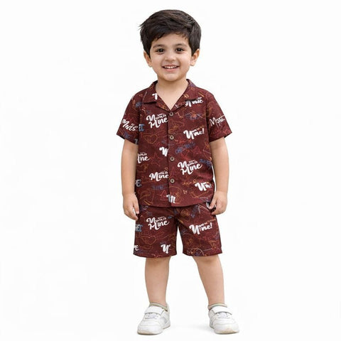 Brown tshirt with shorts  for boys