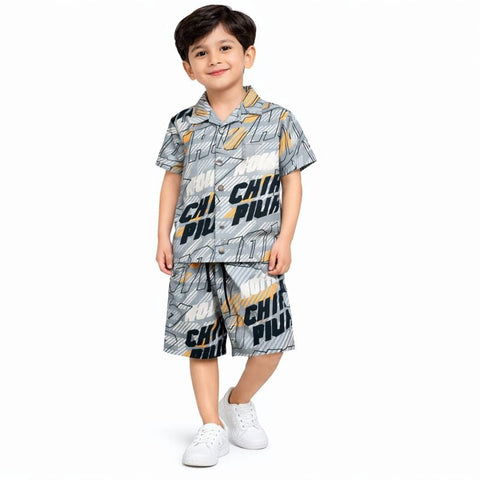 Grey tshirt with shorts  for boys