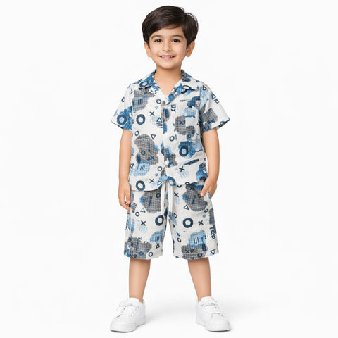 white tshirt with shorts  for boys