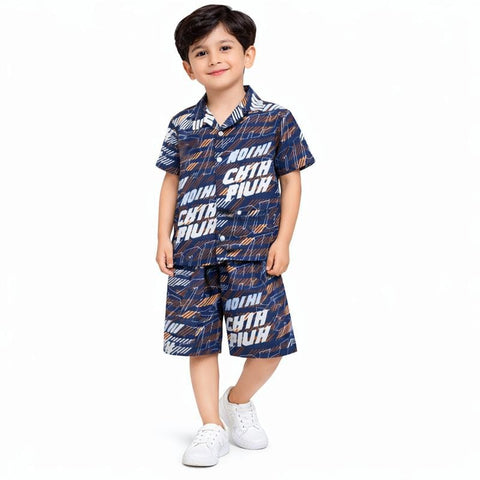 Navy Blue tshirt with shorts  for boys