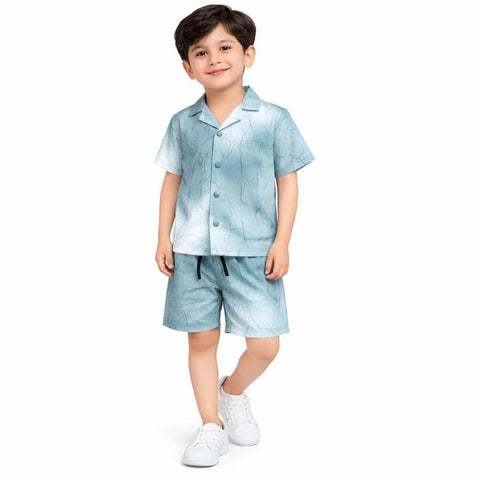 Blue Gradient tshirt with shorts  for boys
